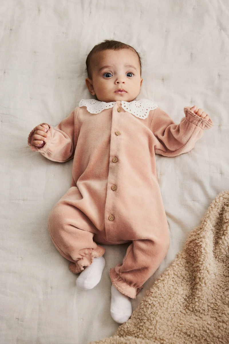 H&M Cotton velour romper suit